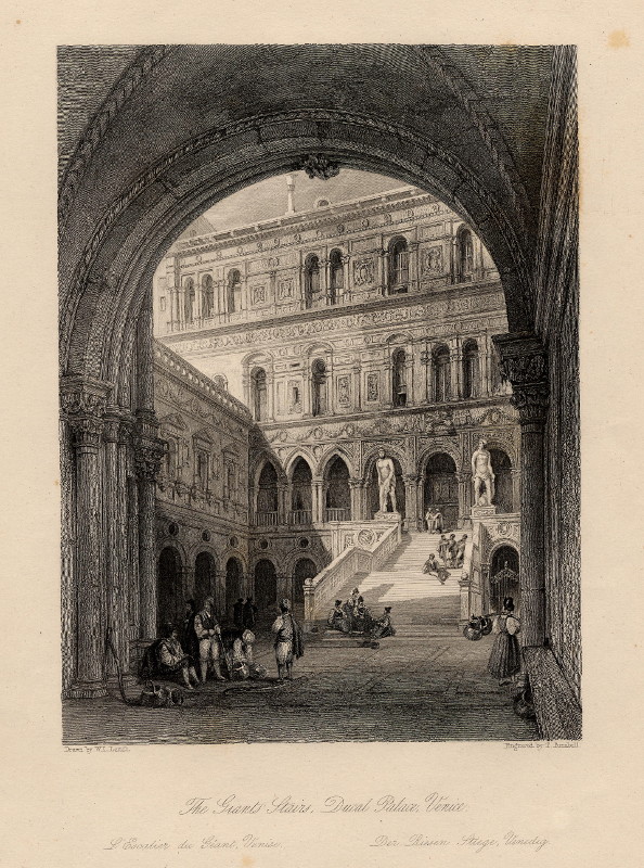 afbeelding van prent The Giant Stairs, Ducal Palace, Venice van W.L. Leitch, T. Turnbull (Venetie, Venice)