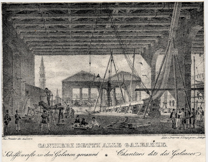 afbeelding van prent Cantieri detti alle Galeazze van Giovanni Pividor (Venetie, Venice)