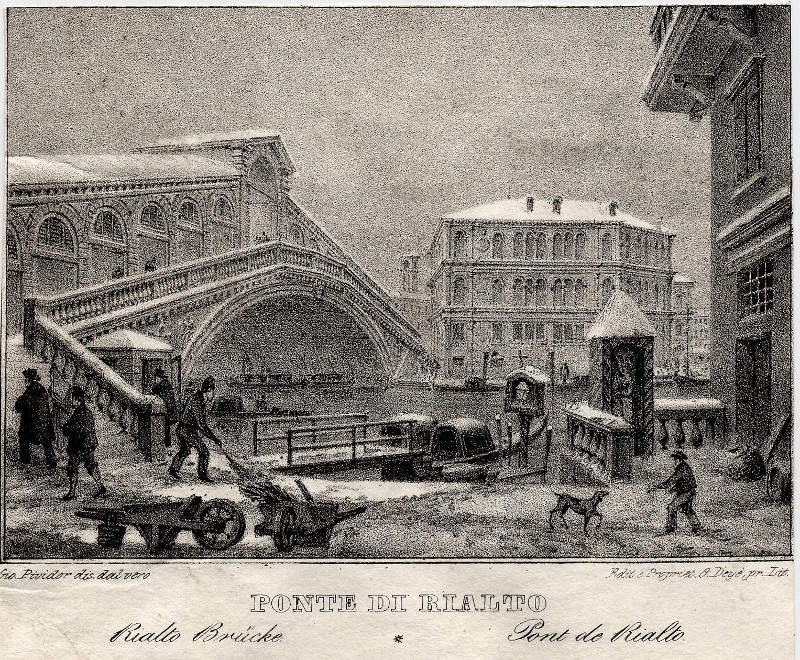 afbeelding van prent Ponte di Rialto van Giovanni Pividor (Venetie, Venice)