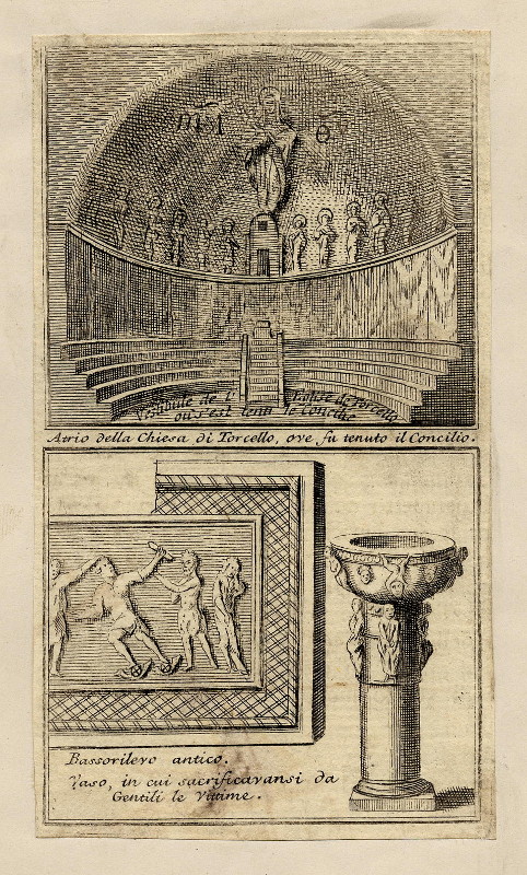 afbeelding van prent Aurio della Chiesa di Torcello.. ; Bassorilevo antico.. van nn (Venetie, Venice)