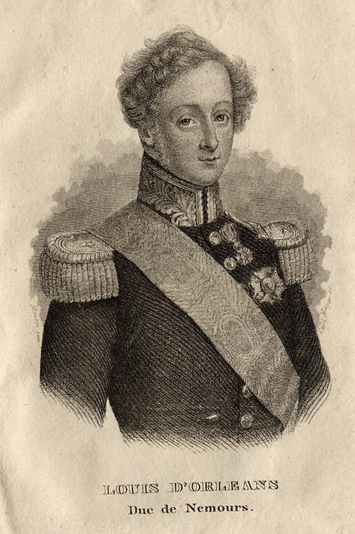 afbeelding van prent Louis d´Orléans, Duc de Nemours van Carl Mayer, Maurin (Adel, )