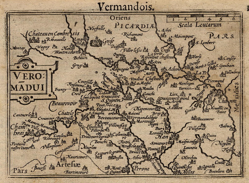 afbeelding van kaart Vermandois, Veromadui van Barent Langenes