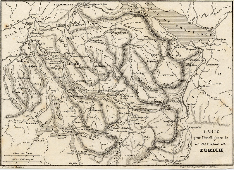 afbeelding van kaart Carte pour l´intelligence la bataille de Zurich van Laguillermie, Ramboz, Monin