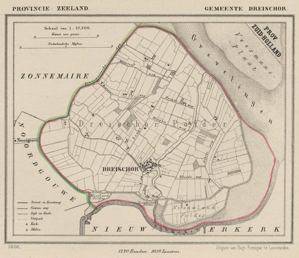 afbeelding van Kuyperkaart gemeente Dreischor van J Kuyper