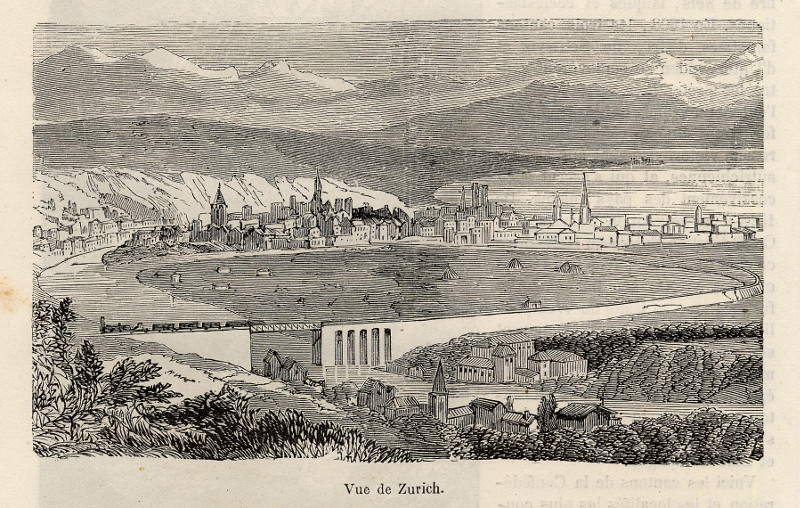 afbeelding van prent Vue de Zurich van nn (Zurich)