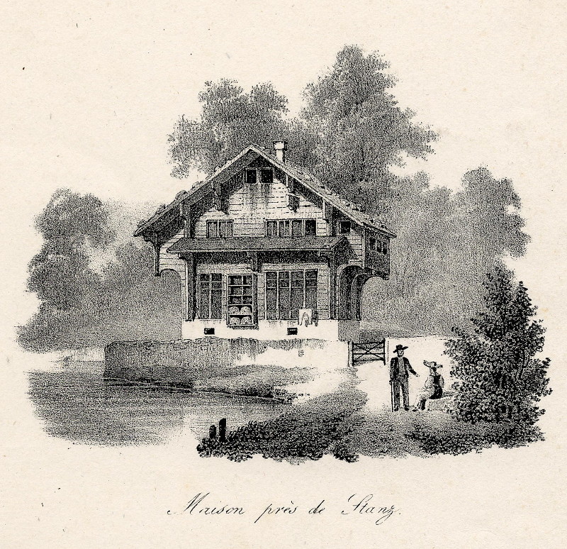 afbeelding van prent Maison près de Stanz van Engelmann, Rothmuller (Stans)