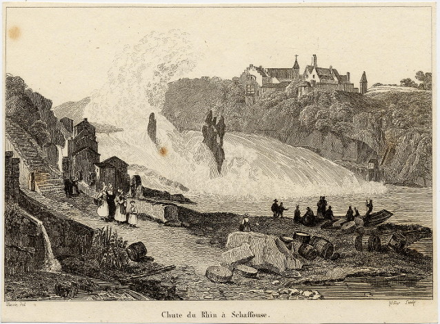afbeelding van prent Chute du Rhin à Schaffouse van Danvin, Fortier (Schaffhausen)