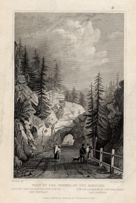 afbeelding van prent View of the Tunnel of the Rofflen van W. Tombleson, A. Cruse (Roffelen)