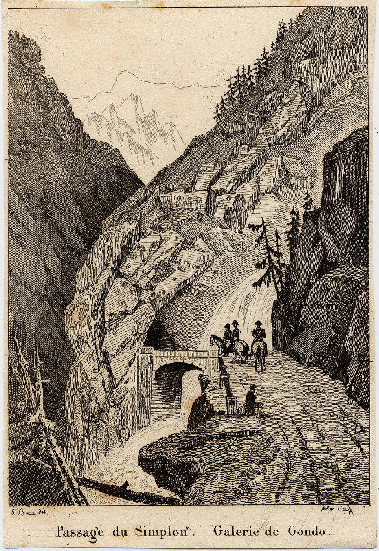 afbeelding van prent Passage du Simplon. Galerie de Gondo van S. Beau (Simplon)