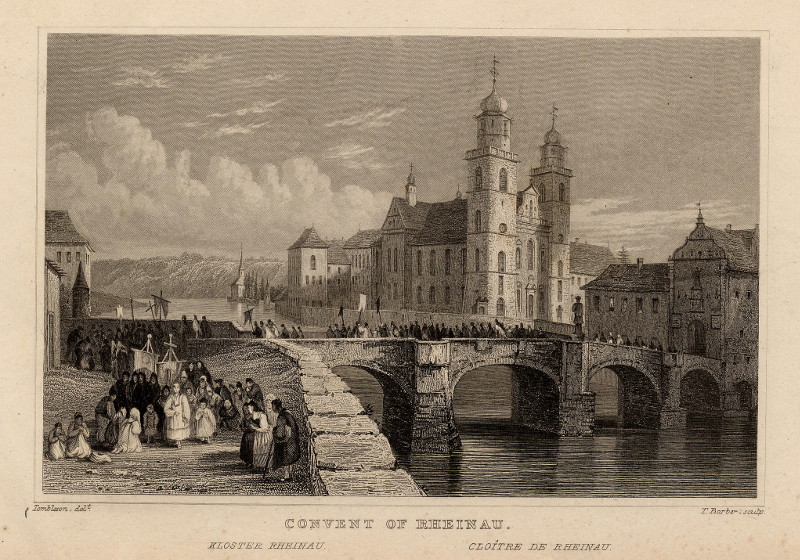 afbeelding van prent Convent of Rheinau van W. Tombleson, T. Barber (Rheinau)