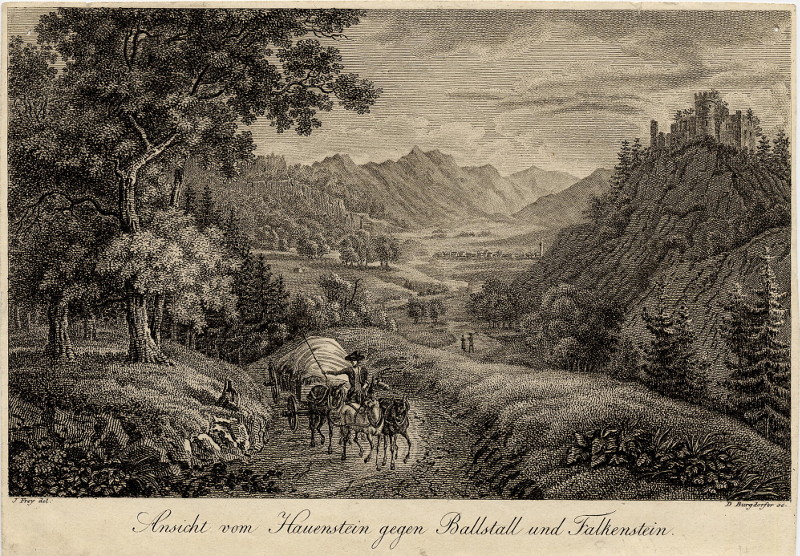 afbeelding van prent Ansicht vom Hauenstein gegen Ballstall und Falkenstein van J. Frey, D. Burgdorfer (Hauenstein)