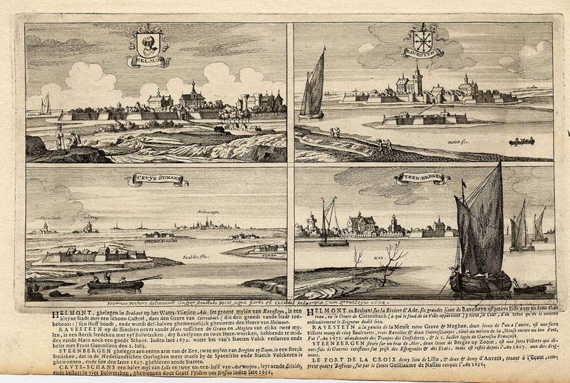 afbeelding van plattegrond Helmont, Ravestyn, Cruys-schans, Steen-Bergen van Peeters, Bouttats (Helmond, Ravenstein, Steenbergen, Antwerpen)
