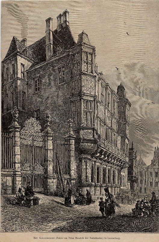 afbeelding van prent Het Gouvernement (Paleis van Prins Hendrik der Nederlanden) te Luxemburg van A. Barbere & M. W., W.H. (Luxemburg)