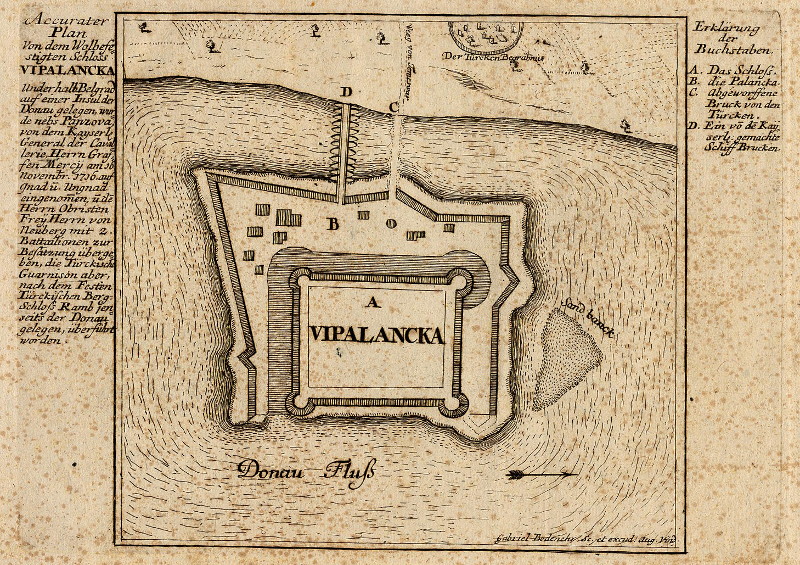 afbeelding van plattegrond Accurater Plan von dem Wolbefestigten Schloss Vipalancka van Gabriel Bodenehr (Banatska Palanka)