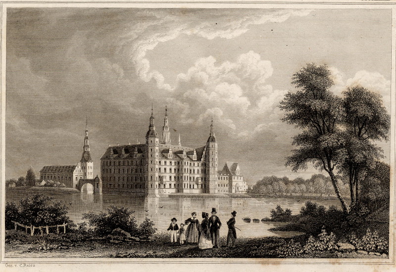 afbeelding van prent Schloss Friederichsburg bey Copenhagen van C. Reiss (Kopenhagen)