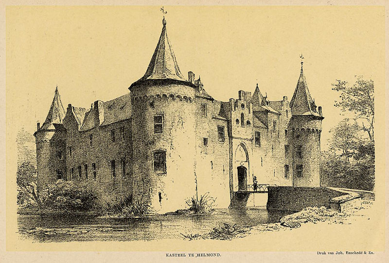 afbeelding van prent Kasteel te Helmond van P.A. Schipperus (Helmond)