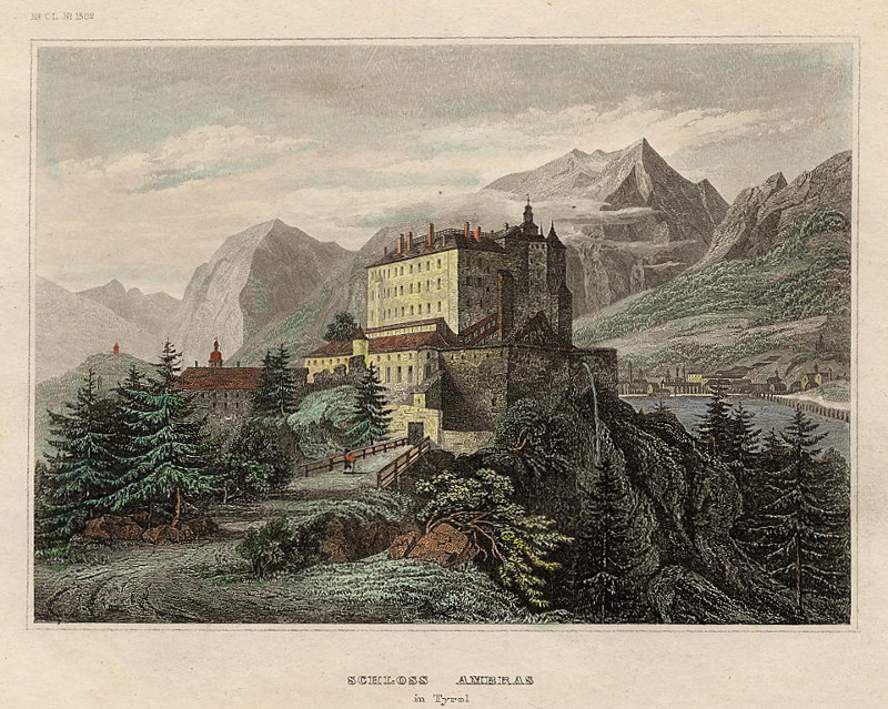 afbeelding van prent Schloss Ambrass in Tyrol van nn (Innsbruck)