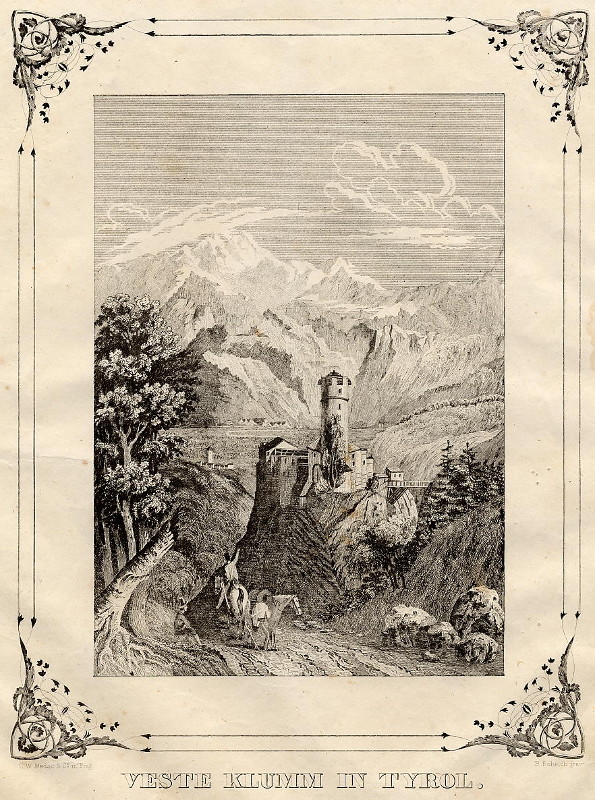 afbeelding van prent Veste Klumm in Tyrol van C.W. Medau, P. Rohrich (Innthale)