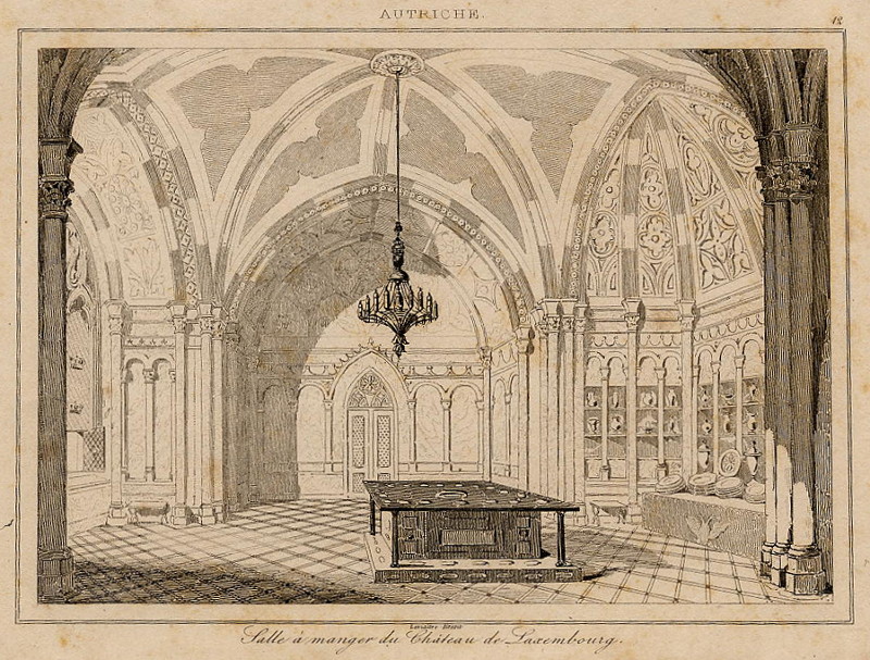 afbeelding van prent Salle à manger du château de Laxembourg van Lemaitre (Laxenburg)