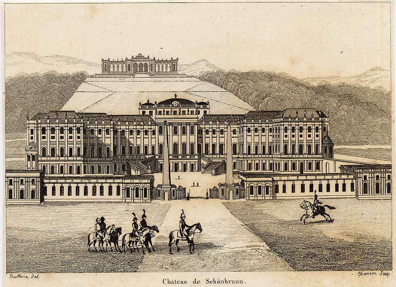 afbeelding van prent Chateau de Schönbrunn van Buttura, Chamoir (Wenen, Vienna)