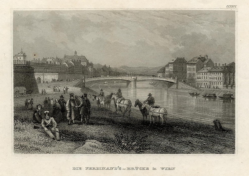 afbeelding van prent Die Ferdinand´s -Brücke in Wien van nn (Wenen, Vienna)