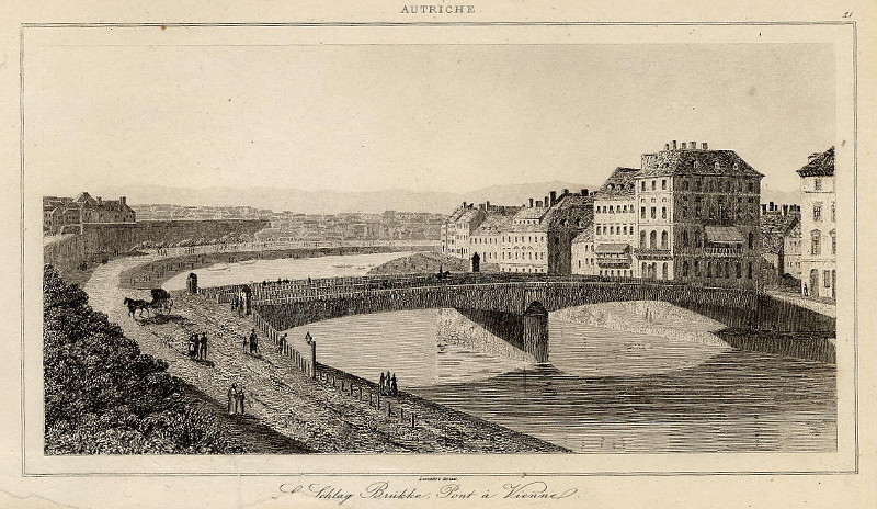 afbeelding van prent Le Schlag Brukke, Pont à Vienne van Lemaitre (Wenen, Vienna)