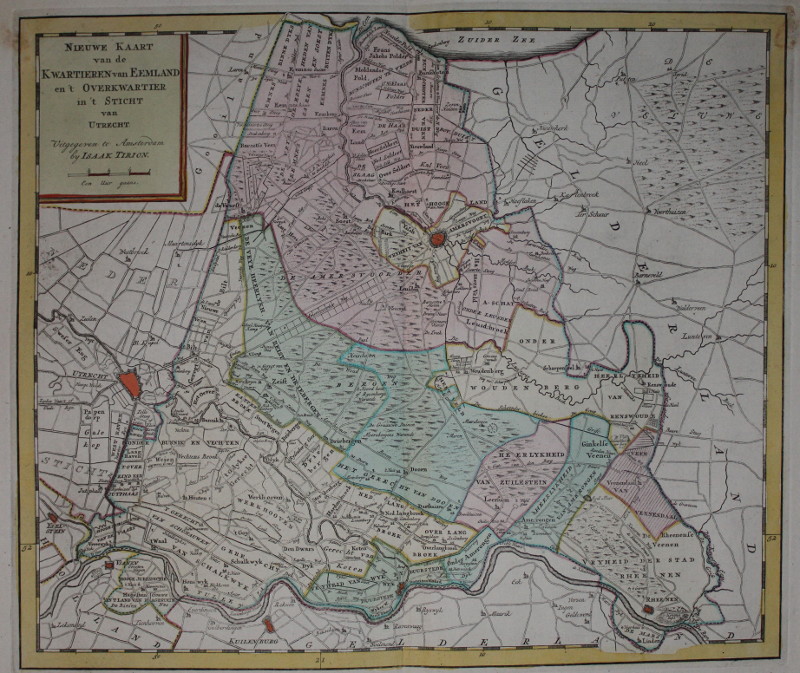 afbeelding van kaart Nieuwe Kaart van de kwartieren van Eemland en ´t Overkwartier in ´t Sticht van Utrecht van Isaak Tirion