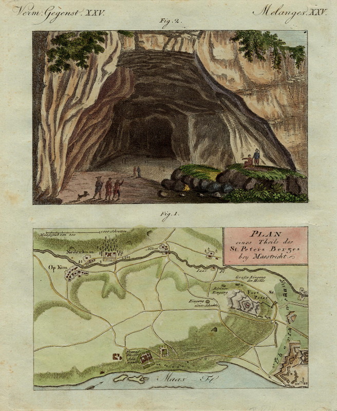afbeelding van prent Plan eines Theils des St. Peters Berges bey Maestricht van nn (Maastricht)