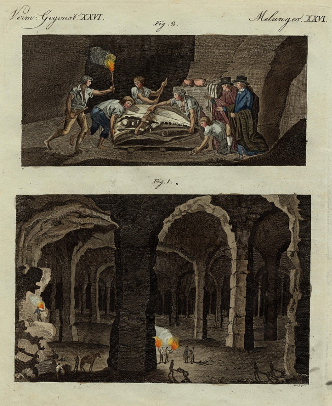 afbeelding van prent In de grotten van Sint-Pietersberg van nn (Maastricht)