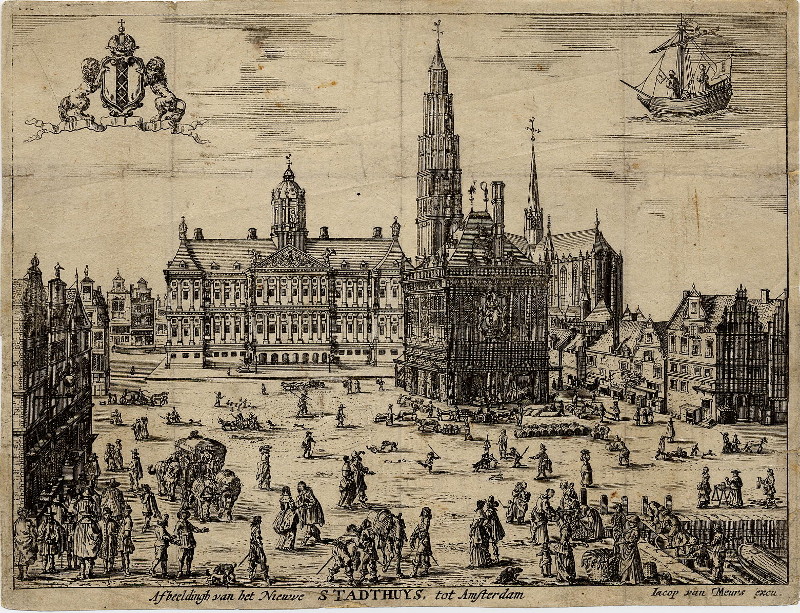 afbeelding van prent Afbeeldingh van het Nieuwe Stadthuys tot Amsterdam van Jacob van Meurs (Amsterdam)