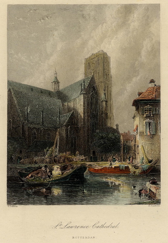 afbeelding van prent St. Lawrence Cathedral, Rotterdam van G. Balmer, H. Winkles (Rotterdam)