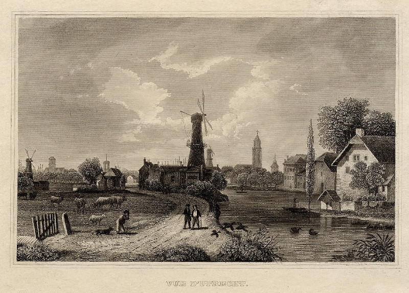 afbeelding van prent Vue d´Utrecht van nn naar J.L. Bleuler (Utrecht)