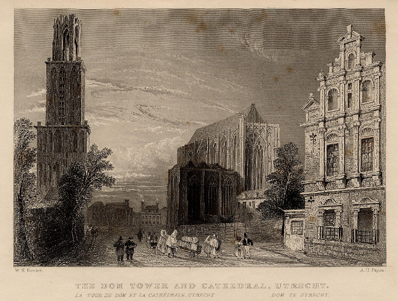 afbeelding van prent The Dom tower and cathedral, Utrecht van W.H. Bartlett, A.H. Payne (Utrecht)