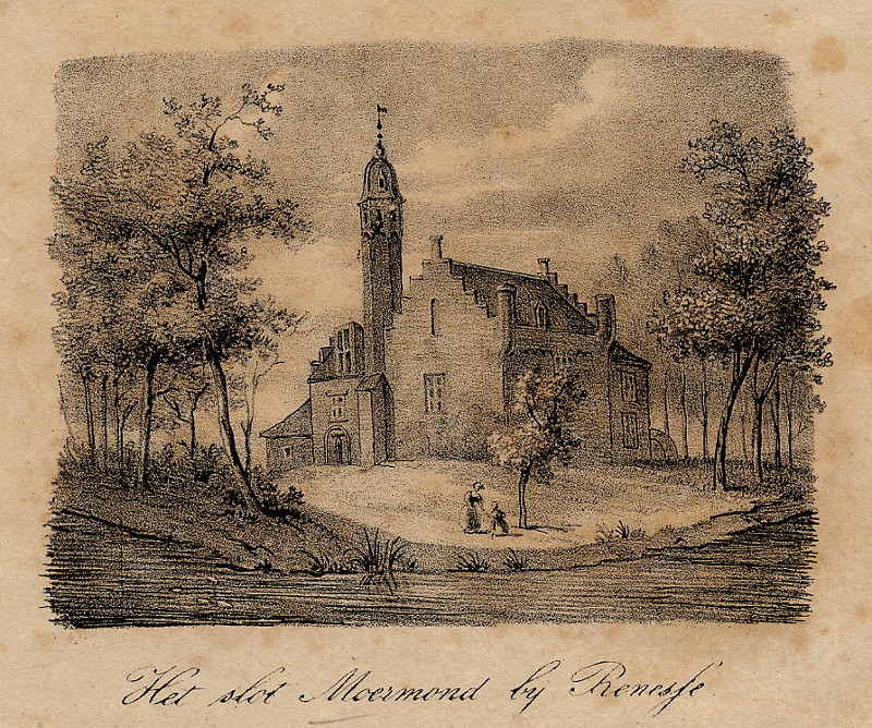 afbeelding van prent Het slot Moermond bij Renesse van nn, mogelijk J. van Genk naar H. van Geelen (Renesse)