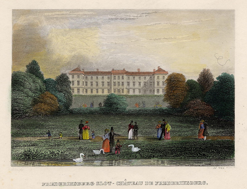 afbeelding van prent Frederiksberg Slot - Château de Frederiksberg van Ja. Gray (Frederiksberg)