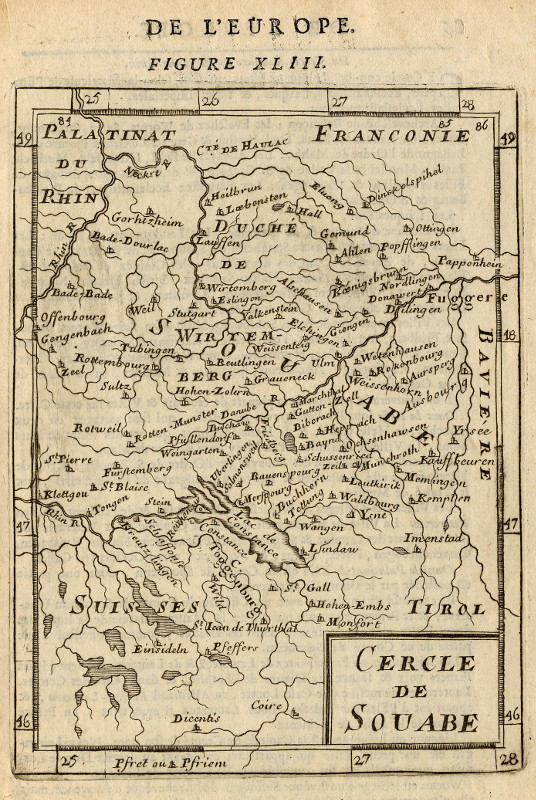 afbeelding van kaart De l´Europe, Cercle de Souabe van A. Manesson Mallet