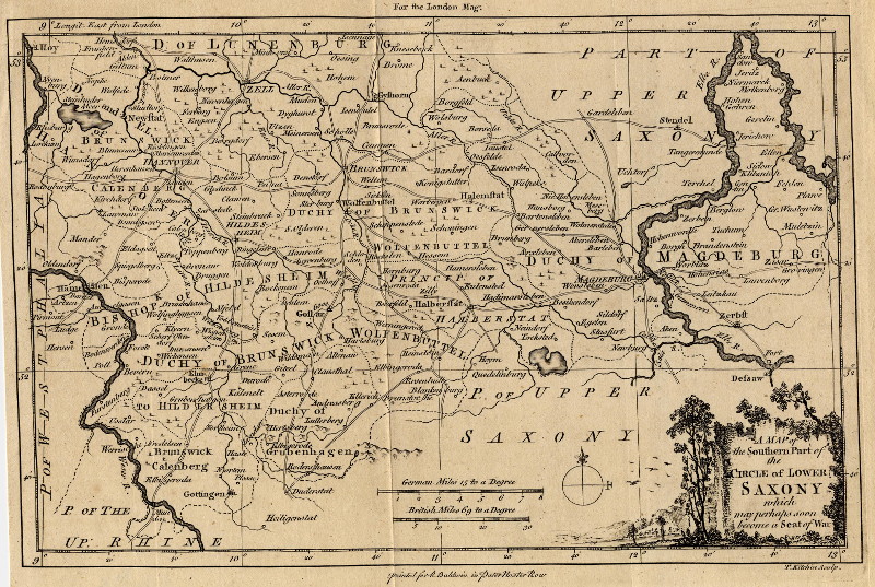 afbeelding van kaart A map of the Southern Part of the Circle of Lower Saxony which may perhaps soon become a Seat of War van T. Kitchin