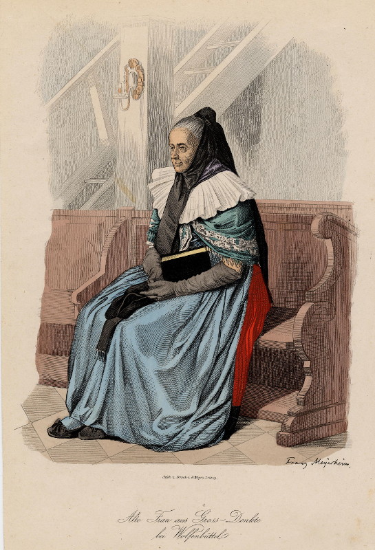 afbeelding van prent Alte Frau aus Gross-Denkte bei Wolfenbuttel van E.F. Meyerheim, A. Weger