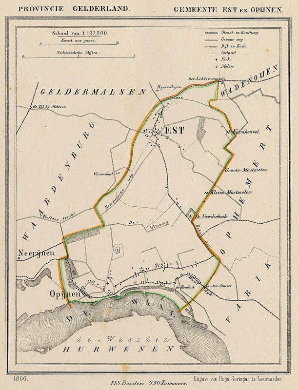 afbeelding van Kuyperkaart Est en Opijnen van Kuyper (Kuijper)