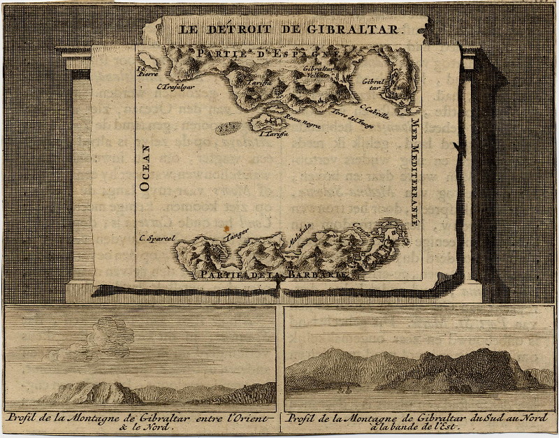 afbeelding van prent Le Detroit de Gibraltar van Pieter van der Aa (Gibraltar)