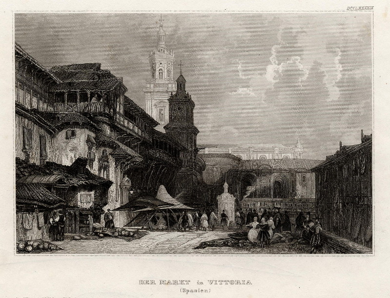 afbeelding van prent Der Markt in Vittoria (Spanien) van nn (Vitoria-Gasteiz)