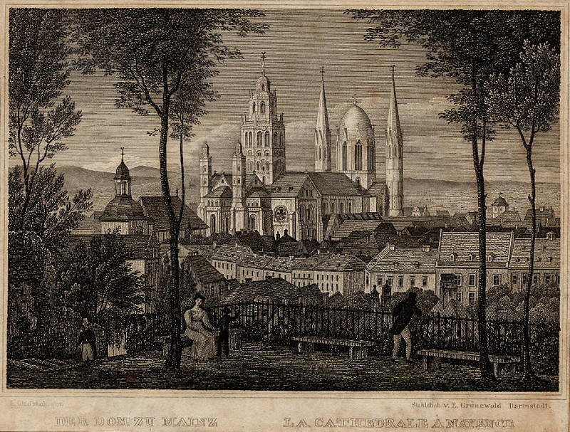 afbeelding van prent Der Dom zu Mainz; La Cathedrale a Mayence van Glaubach (Mainz)