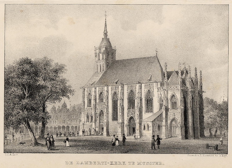 afbeelding van prent De Lamberti-kerk te Munster van C.C.A. Last (Munster)