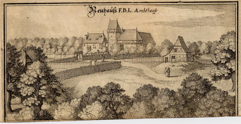 afbeelding van prent Neuhaus F.B.L. Ambtshauss van M. Merian (Neuhaus)