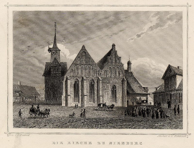 afbeelding van prent Die Kirche zu Nienburg van L. Rohbock (Nienburg)