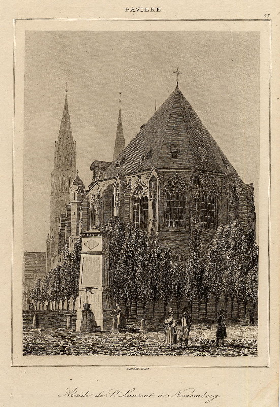 afbeelding van prent Abside de St. Laurent a Nuremberg van Lemaitre (Neurenberg, Nuremberg)
