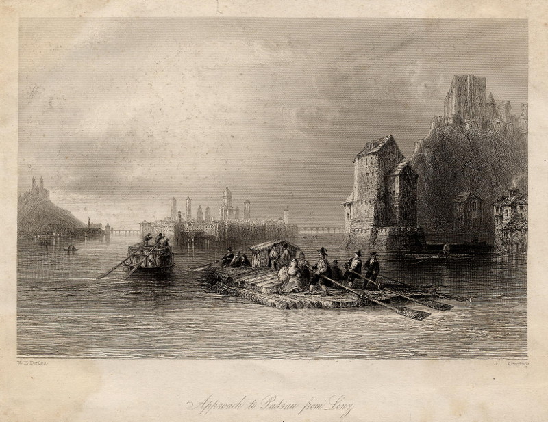 afbeelding van prent Approach to Passau from Linz van W.H. Bartlett, J.C. Armytage (Passau)
