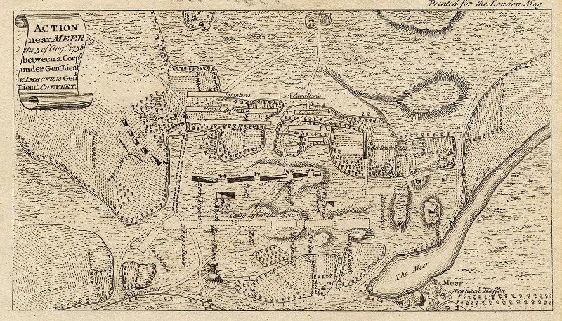 afbeelding van vogelvlucht Action near Meer, the 5 of August 1758 van nn (Mehr)