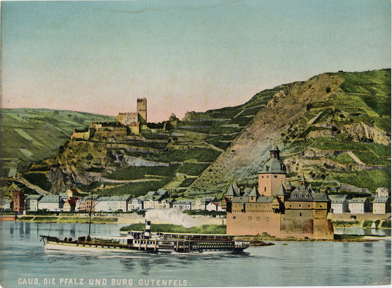 afbeelding van prent Caub, die Pfalz und Burg Gutenfels van nn (Kaub)