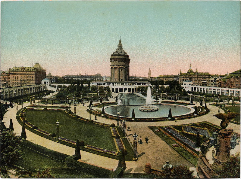 afbeelding van prent Mannheimer Wasserturm van nn (Mannheim)